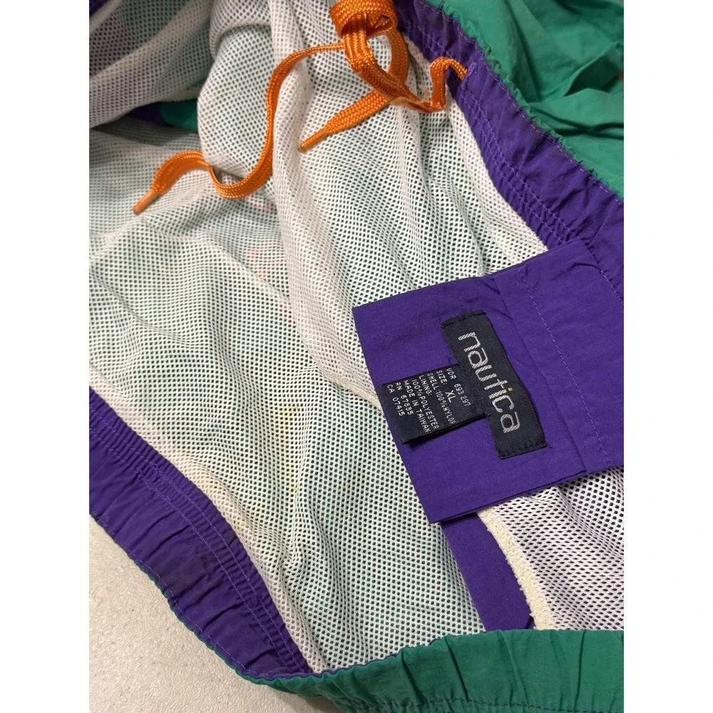 Nautica Mens XL Green Swim Shorts Trunks 100% Nylon Solid Casual Summer